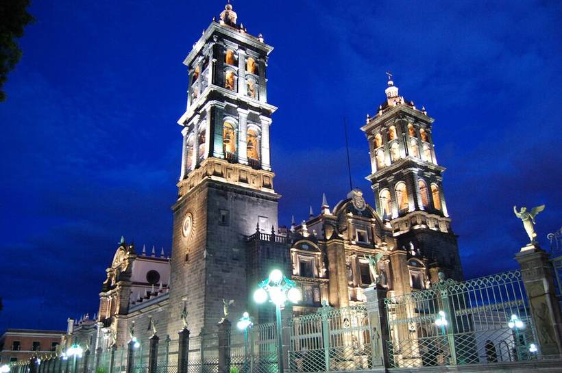 Catedral puebla nocturna